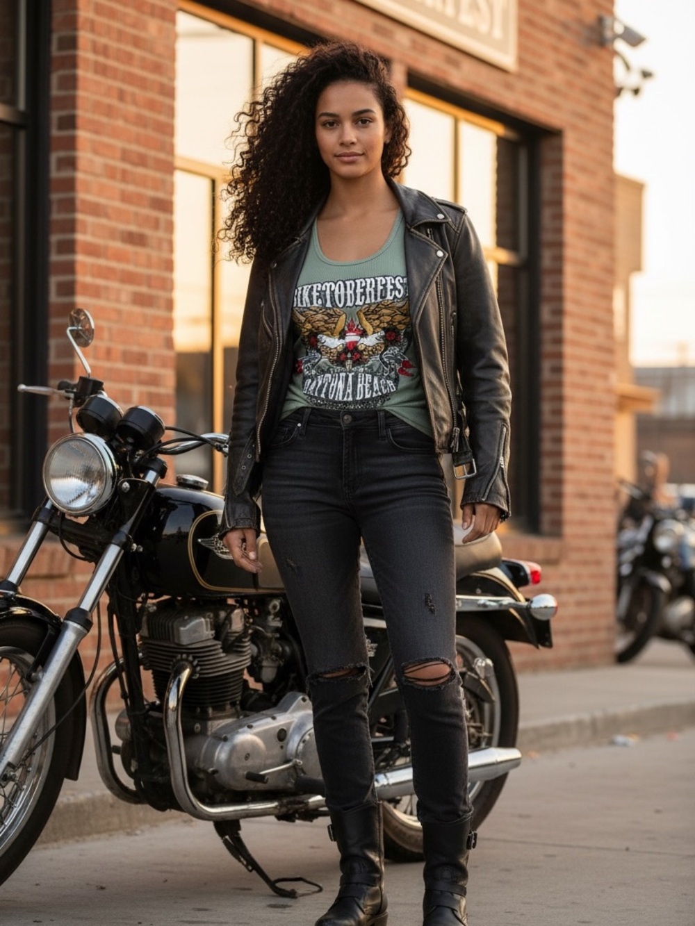 Basix Biketoberfest‎ Ribbed Pullover Tank Top XS Green